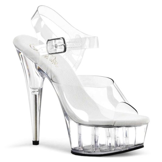 Pleaser Sandalette DELIGHT-608 Transparent Silber EU-37 / US-7