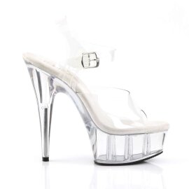 Pleaser Sandalette DELIGHT-608 Transparent Silber EU-37 / US-7