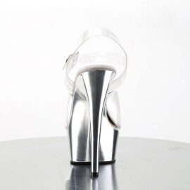 Pleaser Sandalette DELIGHT-608 Transparent Silber Chrom EU-42 / US-12