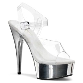 Pleaser Sandalette DELIGHT-608 Transparent Silber Chrom EU-37 / US-7