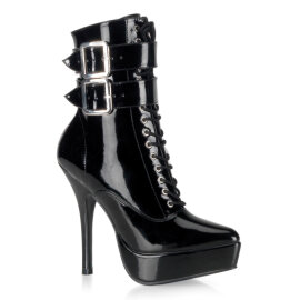 Devious INDULGE-1026 Plateau Stiefeletten Lack Schwarz...
