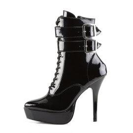 Devious INDULGE-1026 Plateau Stiefeletten Lack Schwarz EU-43 / US-13