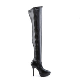 Devious INDULGE-3000 Plateau Overknee Stiefel Kunstleder Schwarz EU-36 / US-6