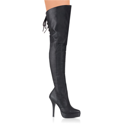 Devious INDULGE-3011 Plateau Overknee Stiefel Kunstleder Schwarz EU-41 / US-11