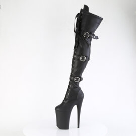 Pleaser INFINITY-3028 Plateau Overknee Stiefel Kunstleder Schwarz EU-39 / US-9