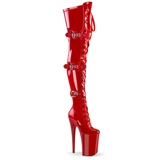 Pleaser INFINITY-3028 Plateau Overknee Stiefel Lack Rot EU-38 / US-8