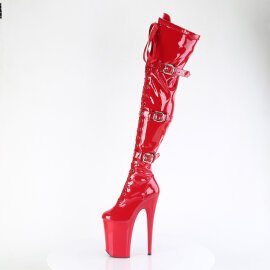 Pleaser INFINITY-3028 Plateau Overknee Stiefel Lack Rot EU-38 / US-8
