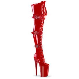 Pleaser INFINITY-3028 Plateau Overknee Stiefel Lack Rot...