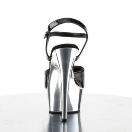 Pleaser Sandalette DELIGHT-609 Schwarz Siber Chrom EU-35 / US-5
