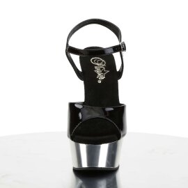 Pleaser Sandalette DELIGHT-609 Schwarz Siber Chrom EU-38...