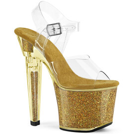 Pleaser LOVESICK-708SG Plateau Sandaletten Clear Glitter...