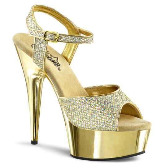 Pleaser Sandalette DELIGHT-609G Gold Multi Glitter Chrom EU-40 / US-10