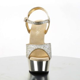 Pleaser Sandalette DELIGHT-609G Gold Multi Glitter Chrom EU-40 / US-10