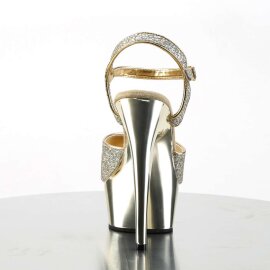 Pleaser Sandalette DELIGHT-609G Gold Multi Glitter Chrom EU-40 / US-10