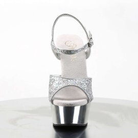 Pleaser Sandalette DELIGHT-609G Silber Multi Glitter Chrom EU-40 / US-10