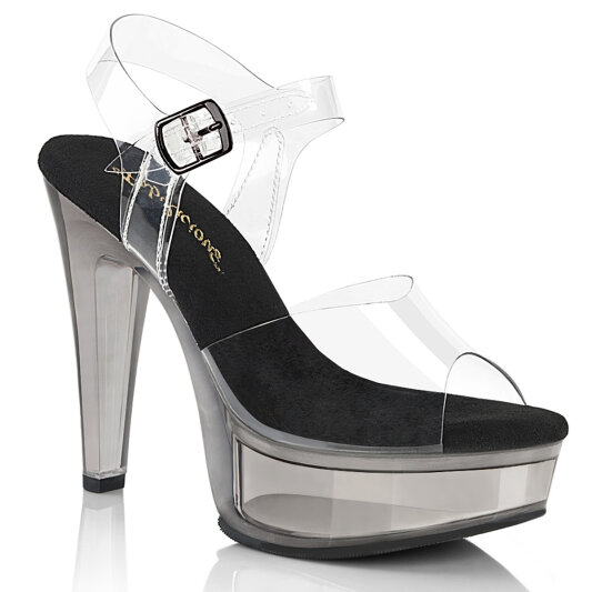 Fabulicious MARTINI-508 Plateau Sandaletten Clear Rauch Schwarz EU-38 / US-8