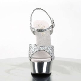 Pleaser Sandalette DELIGHT-609G Silber Multi Glitter Chrom EU-41 / US-11