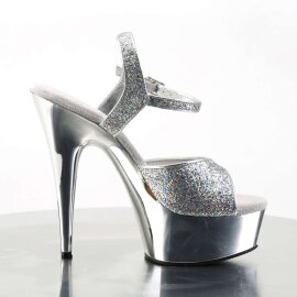 Pleaser Sandalette DELIGHT-609G Silber Multi Glitter Chrom EU-41 / US-11