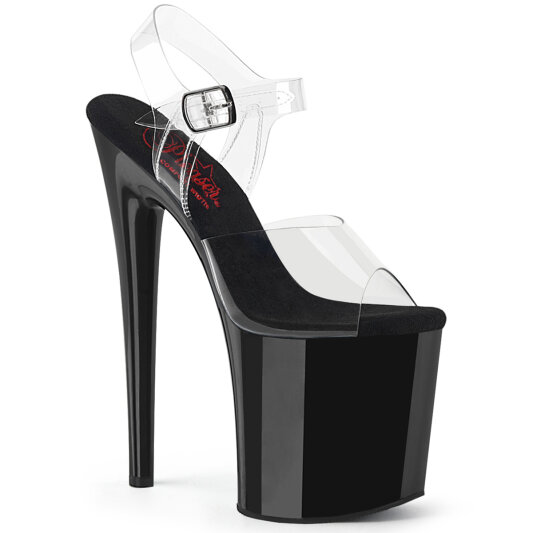 Pleaser NAUGHTY-808 Plateau Sandaletten Clear Schwarz EU-37 / US-7