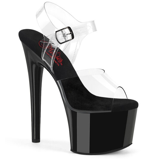 Pleaser PASSION-708 Plateau Sandaletten Clear Schwarz EU-35 / US-5