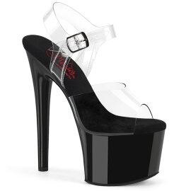 Pleaser PASSION-708 Plateau Sandaletten Clear Schwarz...
