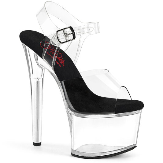 Pleaser PASSION-708 Plateau Sandaletten Clear Schwarz Transparent EU-35 / US-5