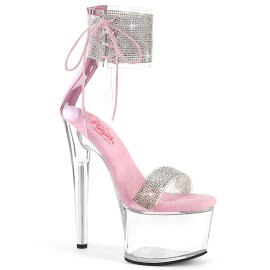 Pleaser PASSION-727RS Plateau Sandaletten Strass Silber...