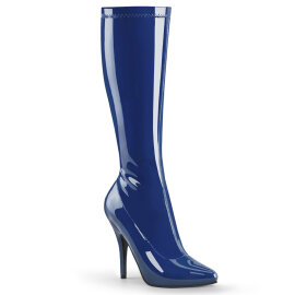 Pleaser SEDUCE-2000 Kniestiefel Lack Blau EU-37 / US-7
