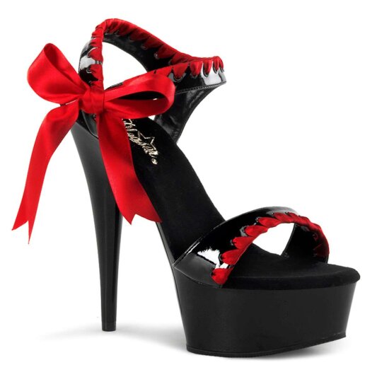 Pleaser Sandalette DELIGHT-615 Schwarz Rot EU-35 / US-5