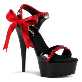 Pleaser Sandalette DELIGHT-615 Schwarz Rot EU-35 / US-5