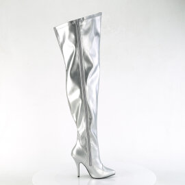Pleaser SEDUCE-3000WC Overknee Stiefel Metallic Kunstleder Silber EU-38 / US-8