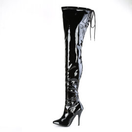 Pleaser SEDUCE-4000SLT Overknee Stiefel Lack Schwarz EU-38 / US-8