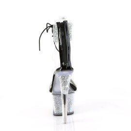 Pleaser SKY-327RSI Plateau Sandaletten Strass Silber Schwarz EU-35 / US-5