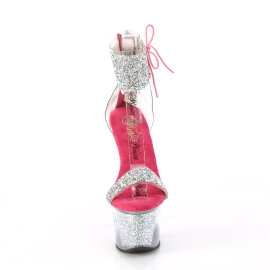 Pleaser SKY-327RSI Plateau Sandaletten Strass Silber Pink...