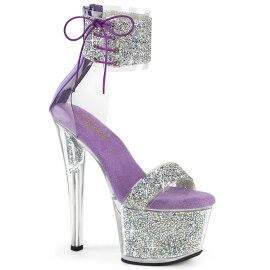 Pleaser SKY-327RSI Plateau Sandaletten Strass Silber...