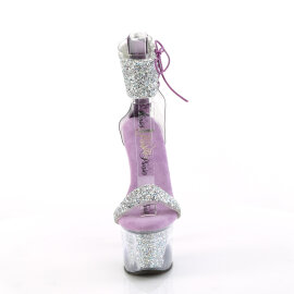 Pleaser SKY-327RSI Plateau Sandaletten Strass Silber...
