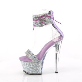 Pleaser SKY-327RSI Plateau Sandaletten Strass Silber Lavendel EU-37 / US-7