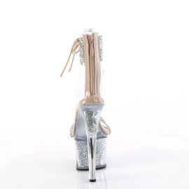 Pleaser SKY-327RSI Plateau Sandaletten Strass Silber Beige EU-35 / US-5