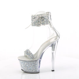 Pleaser SKY-327RSI Plateau Sandaletten Strass Silber EU-35 / US-5