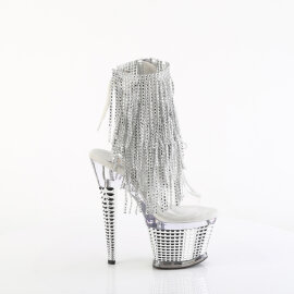 Pleaser SPECTATOR-1017RSF Plateau Sandaletten Chrom Clear Strass Silber EU-39 / US-9