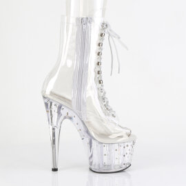 Pleaser STARDUST-1021C-7 Plateau Stiefeletten Clear Strass Transparent EU-39 / US-9