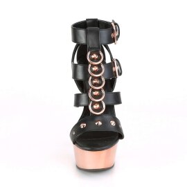 Pleaser Sandalette DELIGHT-658 Schwarz Rose-Gold Chrom...