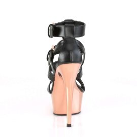 Pleaser Sandalette DELIGHT-658 Schwarz Rose-Gold Chrom EU-37 / US-7