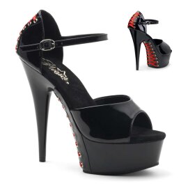 Pleaser Sandalette DELIGHT-660FH Schwarz Rot EU-35 / US-5