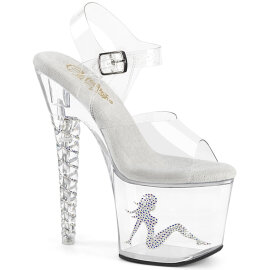 Pleaser UNICORN-708TGRS Plateau Sandaletten Clear Strass...