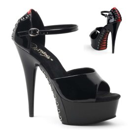 Pleaser Sandalette DELIGHT-660FH Schwarz Rot EU-36 / US-6