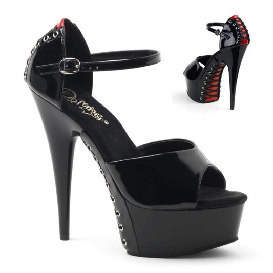 Pleaser Sandalette DELIGHT-660FH Schwarz Rot EU-39 / US-9