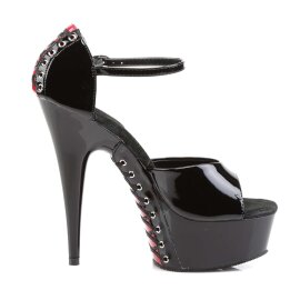 Pleaser Sandalette DELIGHT-660FH Schwarz Rot EU-39 / US-9