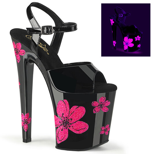 Pleaser XTREME-809HB Plateau Sandaletten Lack Neon Schwarz EU-38 / US-8