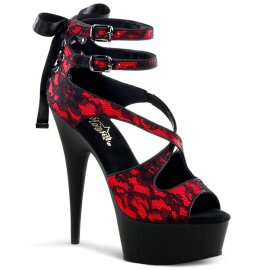 Pleaser Sandalette DELIGHT-678LC Rot Schwarz EU-35 / US-5